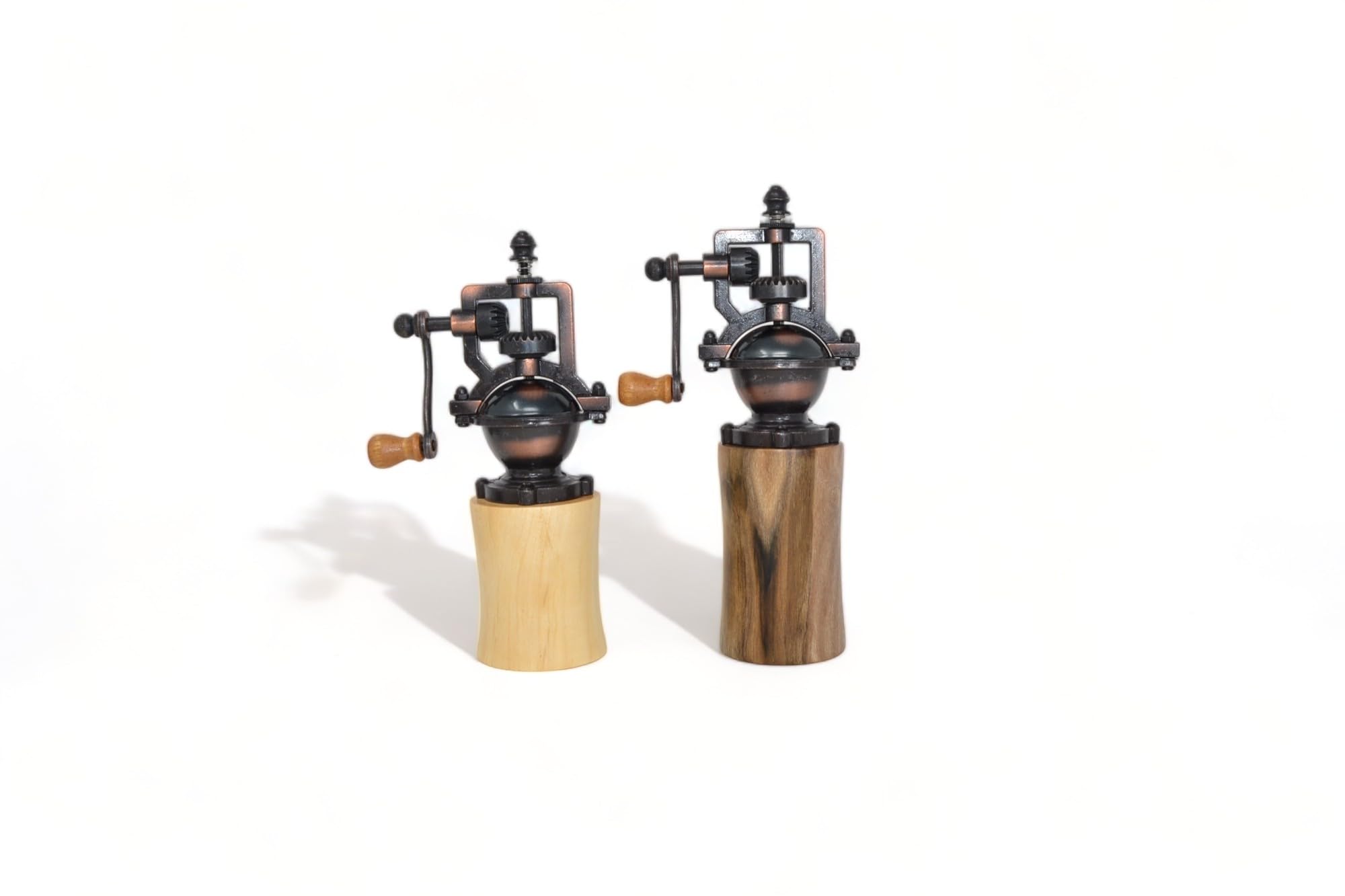 Holz Gewürzmühlen Set - Gewürzmühlenset - mit Kurbel Walnuss Pappel Geschenk handmade Pfeffermühle Salzmühle Handarbeit Unikat Made in Austria Salzmühle Pfeffermühle Geschenkidee Massivholz