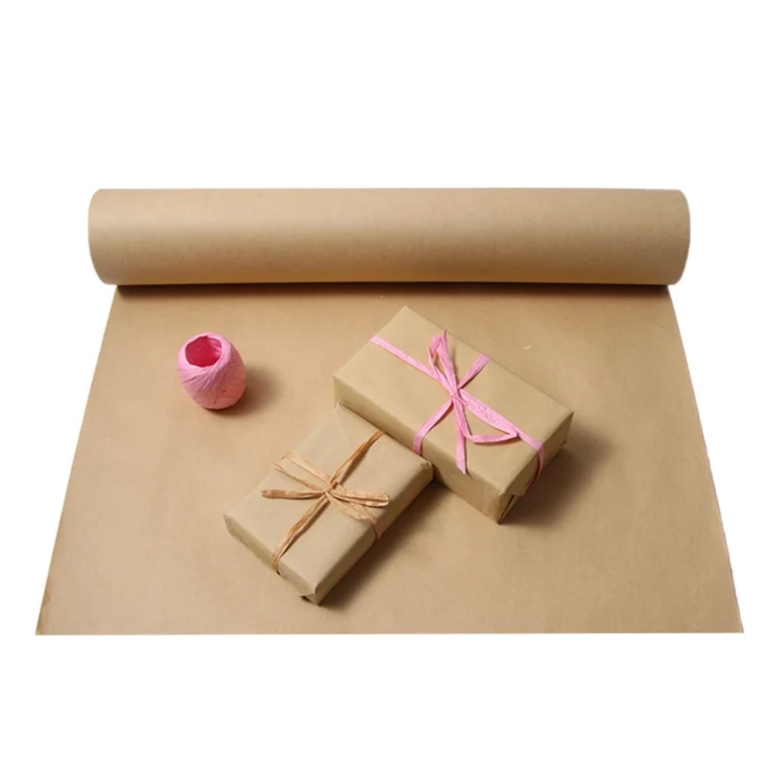 10/30/50 Meter Original Holz Zellstoff Braun Kraft Papier Rolle Puffer Verpackung Papier Rolle Kraft Papier Geschenkpapier Natur(38cm x 50 Meters)