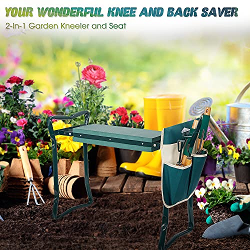 Dporticus 2 In 1 Foldable Gardening Kneeler Seat Bench Portable Stool With Eva Kneeling Pad Gardening Gift For Women #TOP7