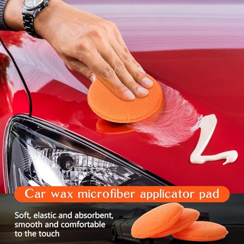 Image of Tanlade 100 Pcs Car Detailing Microfiber Applicator Pad Wax Applicator Wash Microfiber Pads, 5 Inch Diameter (Orange)