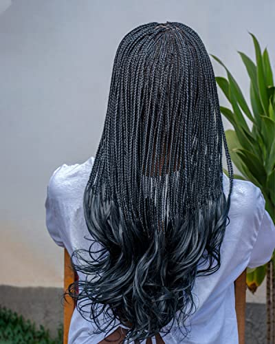 Wow Braids 18" Full 360 Hd Transparent Lace Front Knotless Braided French Curl Wig With Baby Hair And Curly Tips - Synthetic Hand-Made Box Braids Wig For Black Women #TOP3