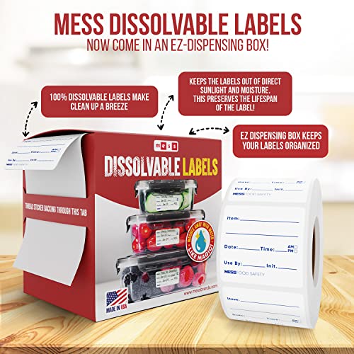 Mess Dissolvable Food Labels- 200 Removable Food Container Labels - Blank Labels For Food Containers - Dissolvable Food Labels Stickers -Freezer Labels - Bottle Labels, Jars Food Storage Labels 2X2" #TOP1