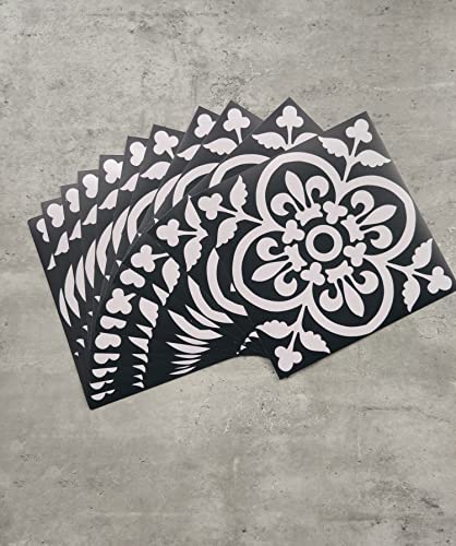 Heimerdinger Black And White Tile Stickers - Peel And Stick - Backsplash Decals Kitchen Bathroom Wall And Floor Decals, 8X8"/Piece, 16Pc/Pack #TOP6