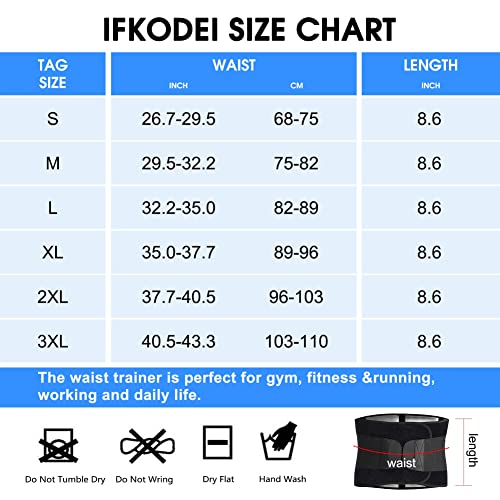 Ifkodei Men Waist Trainer Trimmer Slimming Body Shaper Workout Shapewear Hot Sweat Belt (Black, M) #TOP5