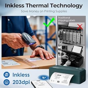 Labeer Bluetooth Thermal Shipping Label Printer, Wireless 4x6 Printer Green — photo 6 of 6