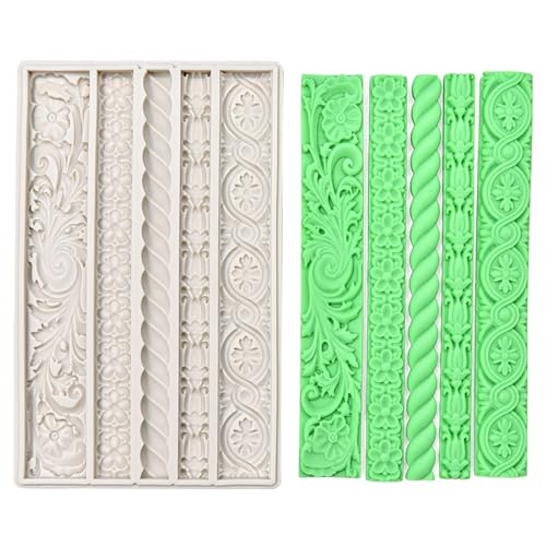 Baroque 1pcs Luxury Baroque Cake Border Decoration Fondant Mold, Jewelry Button Chocolate Silicone Molds, for Kitchen Baking, Candy, Sugar Craft, Mousse, Gum, Clay, Resin, Plaster, Home Decor