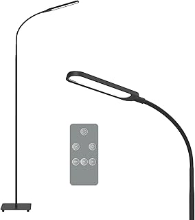 LED Floor Lamp, Bright Tall Standing Light with Dimmable 4 Brightness&4 Color Temps, Adjustable Gooseneck, 3 Timer, Touch& Remote Control, Couch Lamp, for Reading/Living Room/Bedroom/-Black