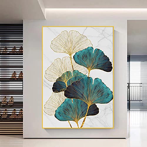 Impression sur toile plante fleur jaune vert affiche murale moderne 40x50cm x2 - 3