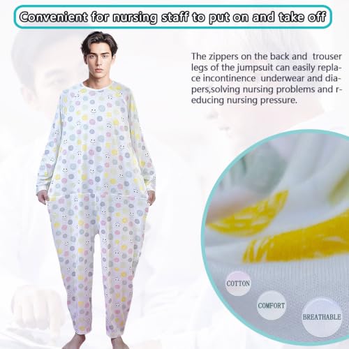 Image of Unisex Anti-Strip Jumpsuit with Back and Leg Zipper,Suitable for Incontinence Care,Seniors,Alzheimer's,Dementia