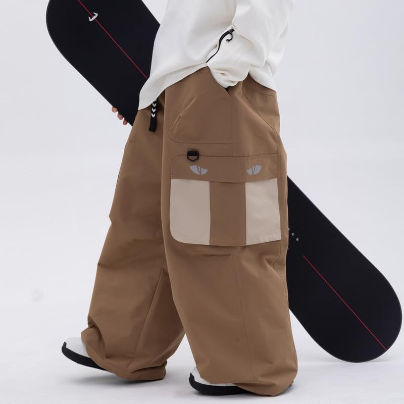 Snowshred Men's Baggy Windproof Cargo Snow Pants Mountain Insulated Ski Pants For Skiing Camping and Outdoor Adventures