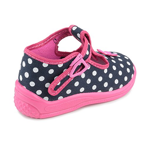 Daria 5015 Toddler Girls' Polka Dots Black Pink Metal Cam Backle Closure T-Strap Sneaker2