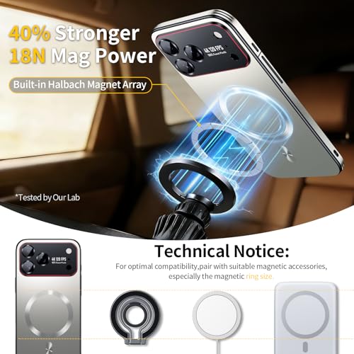 Image of for iPhone 17 Pro Case,Slim Design Compatible with MagSafe,Strong Magnetic Shockproof Military-Grade Protection for Screen & Camera Cover Case for 17 Pro,Silver