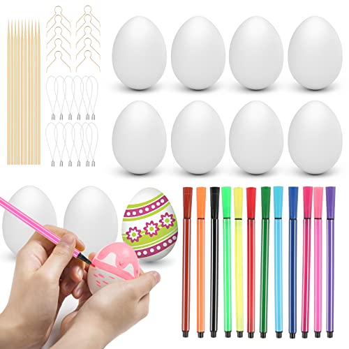 Set Creativo Di Pasqua Fai Da Te - 63 Pezzi: Alberi Di Pasqua In Legno, Uova Da Decorare, Pennelli E Adesivi - Attività Pittura Per Bambini - 5