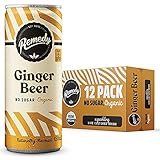 Remedy Ginger Beer - Sugar Free, USDA Organic & Low Calorie Mixer Drink - Non Alcoholic & Made With Real Ginger - 8.5 Fl Oz Can, 12-Pack