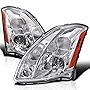 Spec-D Tuning Chrome Clear Projector Headlights Compatible with 2004-2006 Nissan Maxima With Factory, Left + Right Pair Headlamps Assembly