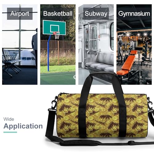 Sea Island Palm Trees Compact Gym Bag Travel Duffel Bags Lightweight Foldable Sports Tote Gymbag3