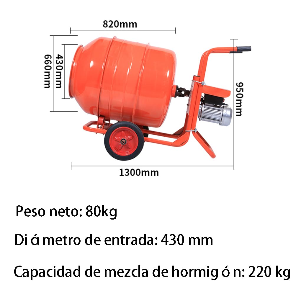 Mały mikser do betonu 150-500 kg, wielofunkcyjny elektryczny mikser budowlany do mieszania zaprawy, cementu i sztukaterii
