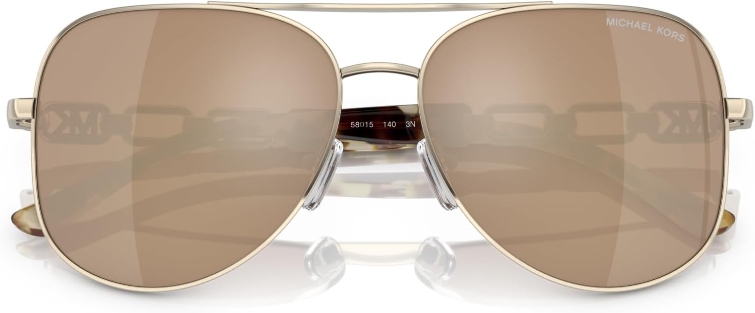 Michael Kors MK1121 Chianti Sunglasses, Light Gold/Gold Mirrored, 58 mm - Image 5