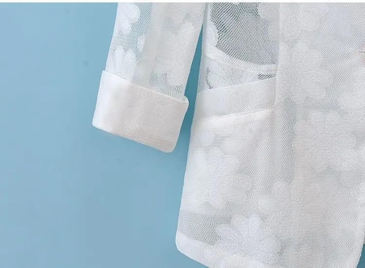 Women's Single Button Lace Blazer Coat Slim Fit Open Front Work Office Jacket Top with Pocket4