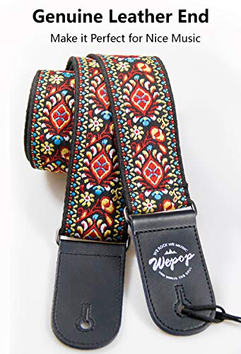 Sangle de Guitare Jacquard Weave Cuir Véritable Fin Vintage Classic pour Basse Acoustique électrique Ukulélé Concert… - Les Beatles, Paul McCartney, John Lennon, RIngo Starr, George Harrison Sangle de Guitare Jacquard Weave Cuir Véritable Fin Vintage Classic pour Basse Acoustique électrique Ukulélé Concert… – Image 3