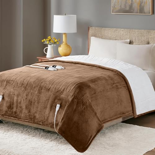 Degrees of Comfort Sherpa Plush Dual Control Electric Blanket Queen