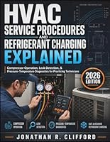 HVAC Service Procedures and Refrigerant Charging Explained: Compressor Operation, Leak Detection, & Pressure-Temperature Diagnostics for Practicing Technicians B0GZTPTKRS Book Cover