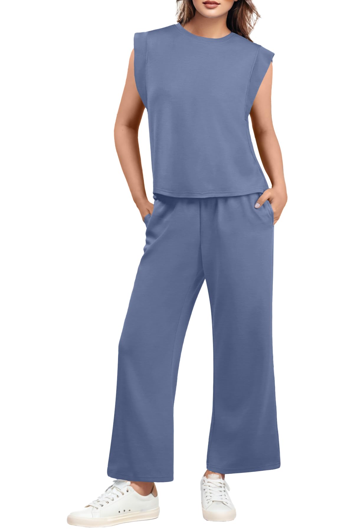 GRECERELLE Damen Trainingsanzug Sommer Zweiteiler Elegant Leichte Tracksuit Lässige Sport Set Jogginganzug Sweatshirt & Jogginghose für Running Yoga Gym