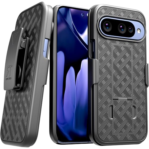 Google Pixel 10/Pro Belt Clip Holster Kickstand Case Black