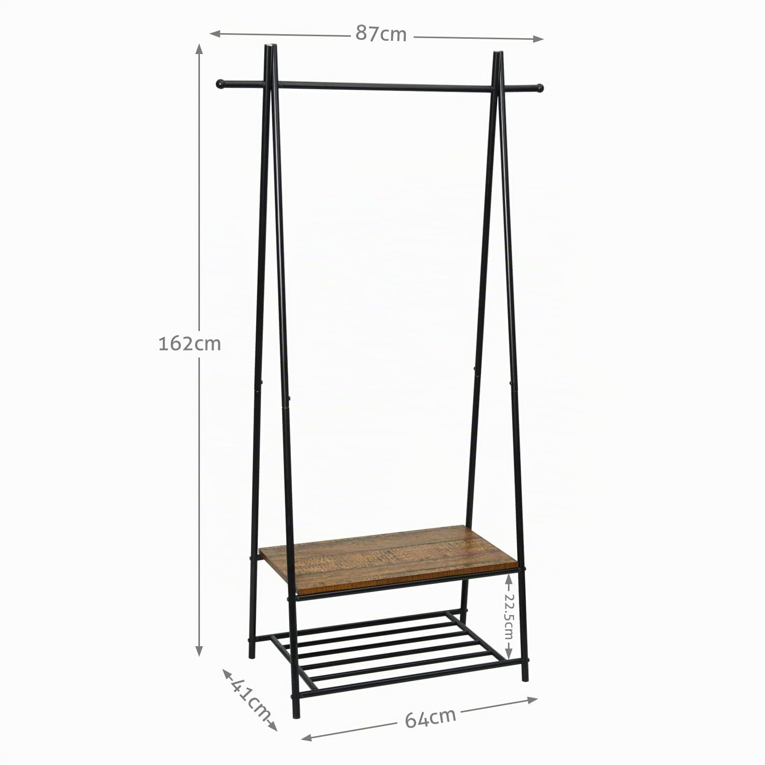 Mondeer Appendiabiti da Terra, Mobile Appendiabiti da Ingresso, Stand Appendiabiti, Attaccapanni da Terra, Ingresso, Soggiorno, Camera da Letto, 64cm x 41cm x 160cm, Marrone