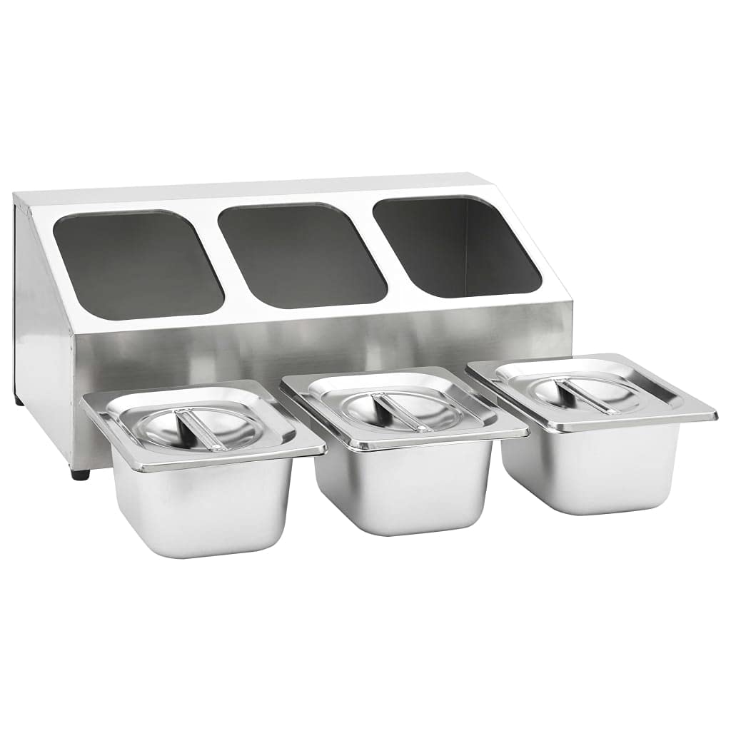 Furniture Item Home Gastronorm - Contenedor con 3 sartenes GN 1/6 de acero inoxidable para muebles