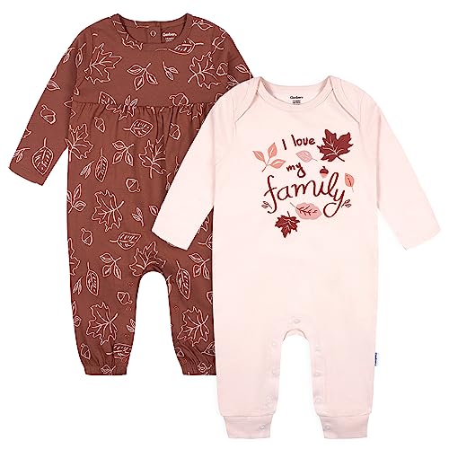 Image of Gerber Baby Girls' 2-pack Long Sleeve Jumpsuit