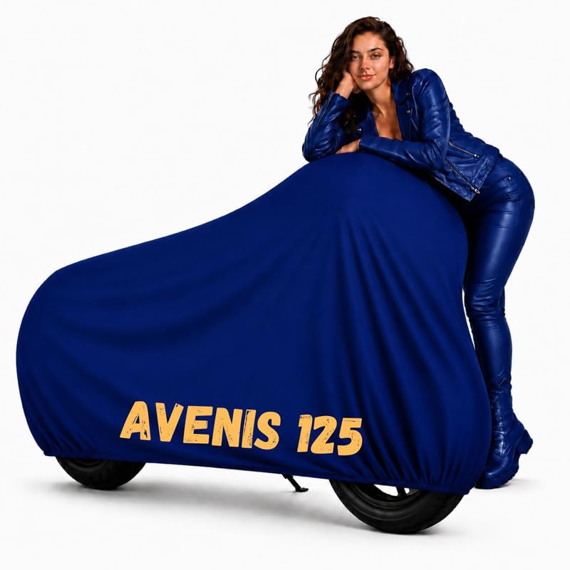 Image of Puroma Waterproof Bike Cover Compatible with Suzuki Avenis 125| All Weather Protection from Rain, Dust, & Scratches with Mirror Pockets & Buckle Belt, Blue