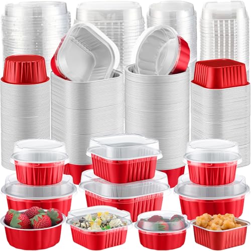 Gejoy 200 Pack Mini Cake Pans with Lids Square 10