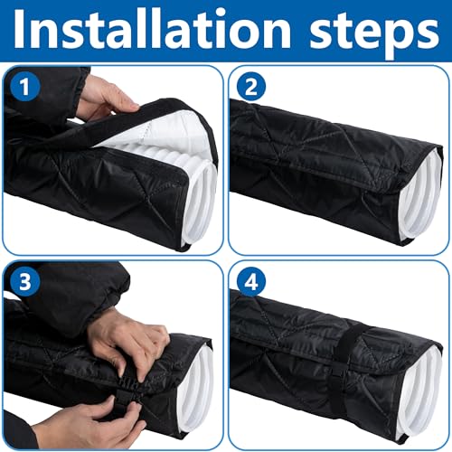 Image of Tlswshsy Quilting Air Conditioner Hose Cover, AC Insulated Hose Cover Wrap with 4 Adjustable Buckle Straps, Portable Air Conditioner Hoses Sleeve for 5''-5.9 inch Diameter Exhaust Duct Vent (Black)