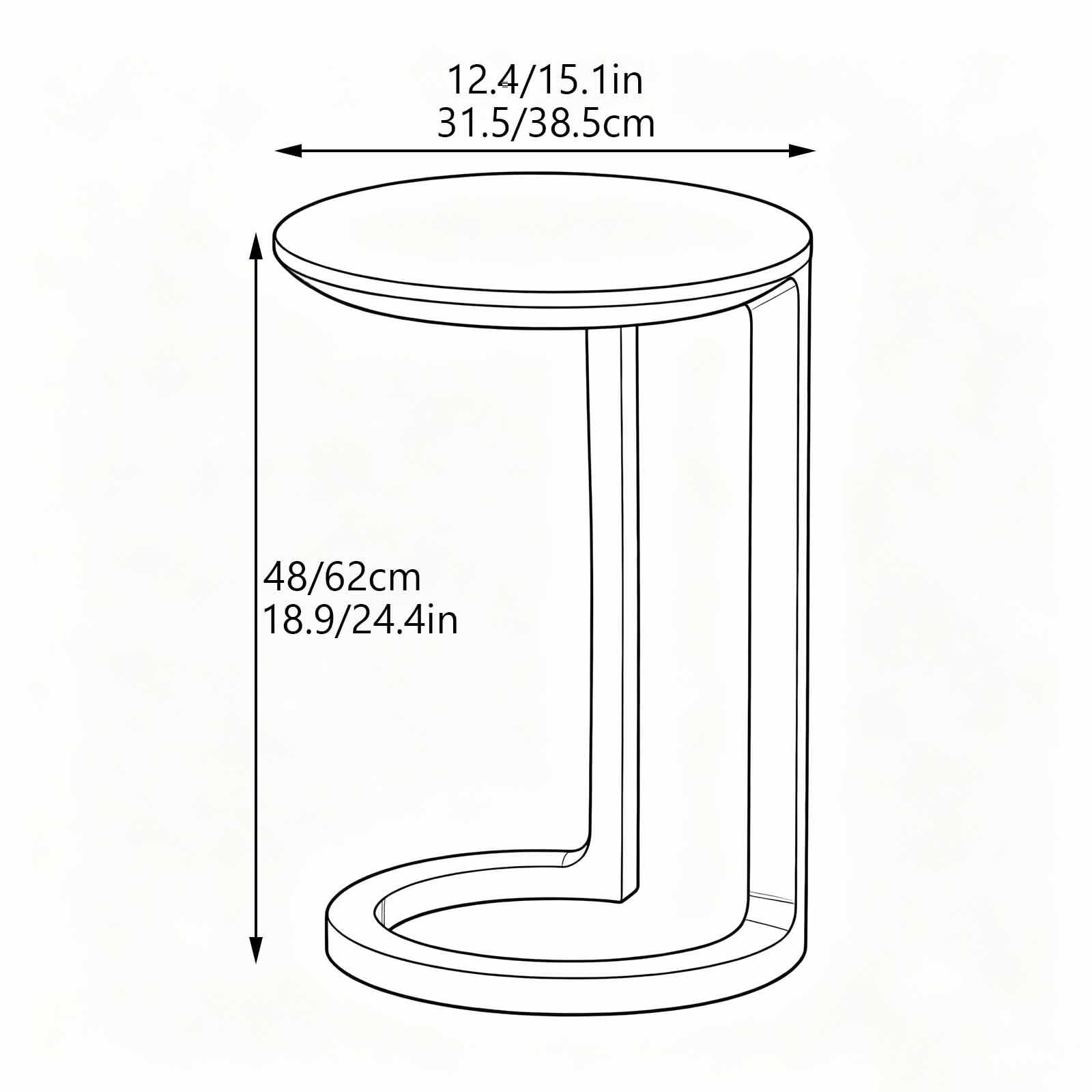 Table d'Appoint en C en Bois Massif avec Plateau Rond