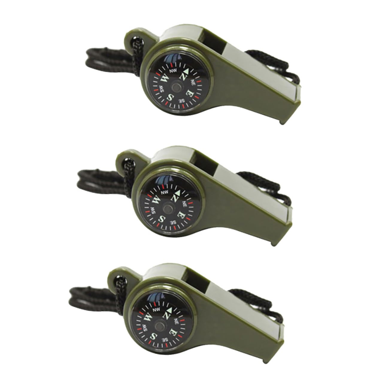KOMBIUDA 3Pcs Outdoor Survival Whistles with Thermometer Compass Lightweight Emergency Whistles for Hiking Camping All Weather Use Loud Crisp Sound for Safety