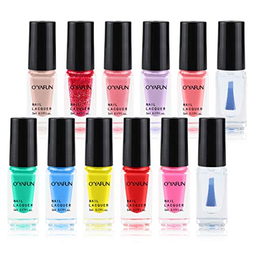 Fercaish New Non Toxic Nail Polish Set Easy Peel Off & Quick Dry Organic Water Based Eco Friendly Nail Polish for Kids Teens (12 Bottles)