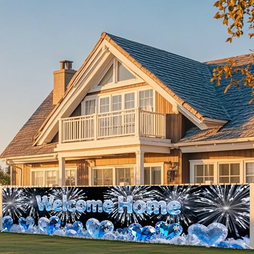 Image of Nuxovilar Welcome Home Banner Ice Blue Snowflake 17.7x78.7 Polyester