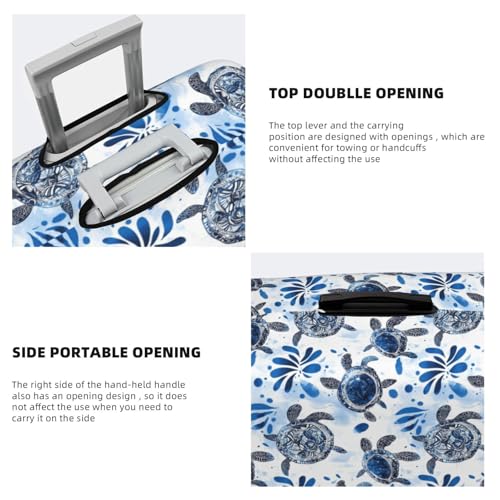 Blue Colored Turtle Art Print Travel Luggage Covers, Washable Suitcase Covers Protector for Luggage 18-32 Inch High Elasticity4