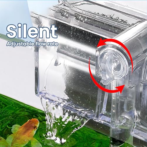 Image of Aquarium Filter, Mini Quiet USB Waterfall Fish Tank Filter, Adjustable Water Flow Oxygen Increasing Wall Mounted USB Filting Equipment for Aquariums Fish Tank,2.5W