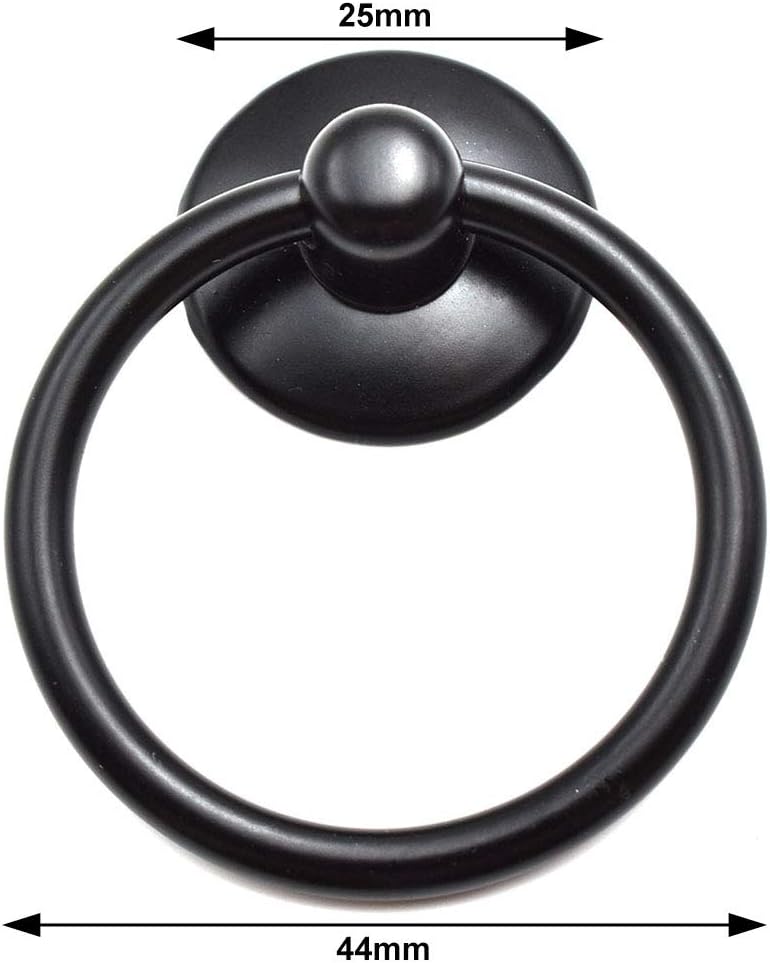 Aifeier ET Single Hole Metal Drop Ring Knobs Black Drawer Pull Handle for Cabinet, Dresser and Door (2 Pack)
