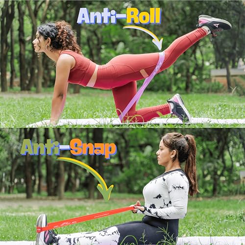 Image of Resistance Bands Set for Women & Men - 12'' Heavy Duty Natural Rubber Exercise Loop Bands for Legs,Glutes,Strength Training,Stretching,Physical Therapy- Pack of 5 with Carry Pouch