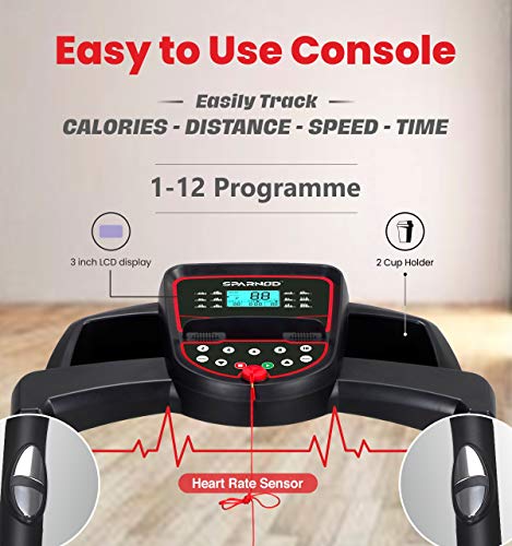 Image of SPARNOD FITNESS STH-2150 Treadmill Machine for Home Use, Compact Flat Foldable Design, 4-HP Peak Motor, 100-kg Max User Weight, 14 km /hr Max Speed