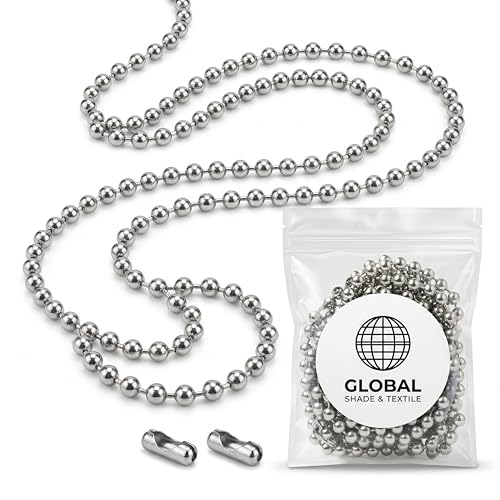 2 Meter / 6.5 Feet Blinds Chain 4.5mm Roller Blind Chain Beaded Pull Chain Extension Roman Blind Chain Silver 2 Blind Chain Connector Window Blinds Accessories Blind String Replacement