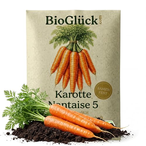 BioGlück Bio-Karotten Nantaise 5 Saatgut – Samenfest – Besonders süße & knackige Möhren – Premium Gemüsesamen für Garten & Selbstversorger