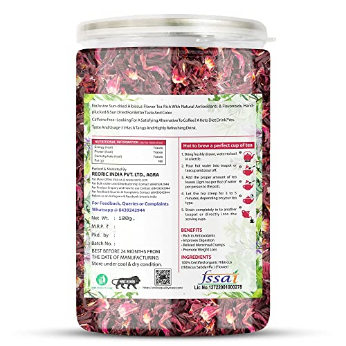 Image of BRALCON Natural Herbal Tea Combo Pack - Hibiscus Flower Tea and Butterfly Pea Flower Tea - 200g (100g x 2 Pack) | Reduce Stress, Improve Digestion