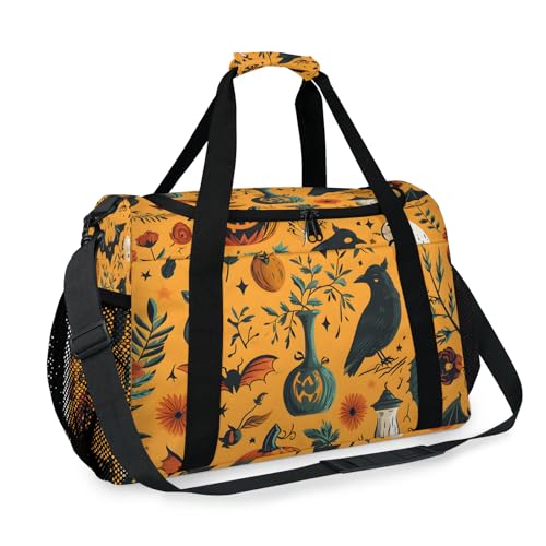 Halloween Crow Pattern Travel Duffel Bag for Women & Men, 39L Large Collapsible Weekender Bag with Shoulder Strap, Waterproof Carry On Luggage for Gym, Sports, Overnight2