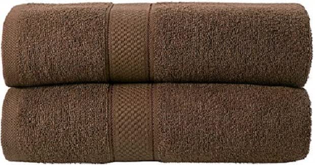 Image of Global Home 100% Cotton Bath Towel II 500 GSM II Brown II 140 X 70 cm - 2pc Set for Gym, Kitchen, Home, Bathroom or Spa, Wash Basin, Hotel