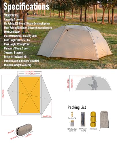 Tiendas de campaña impermeable ultraligera iClimb para 2 personas temporada 3 miniatura 6