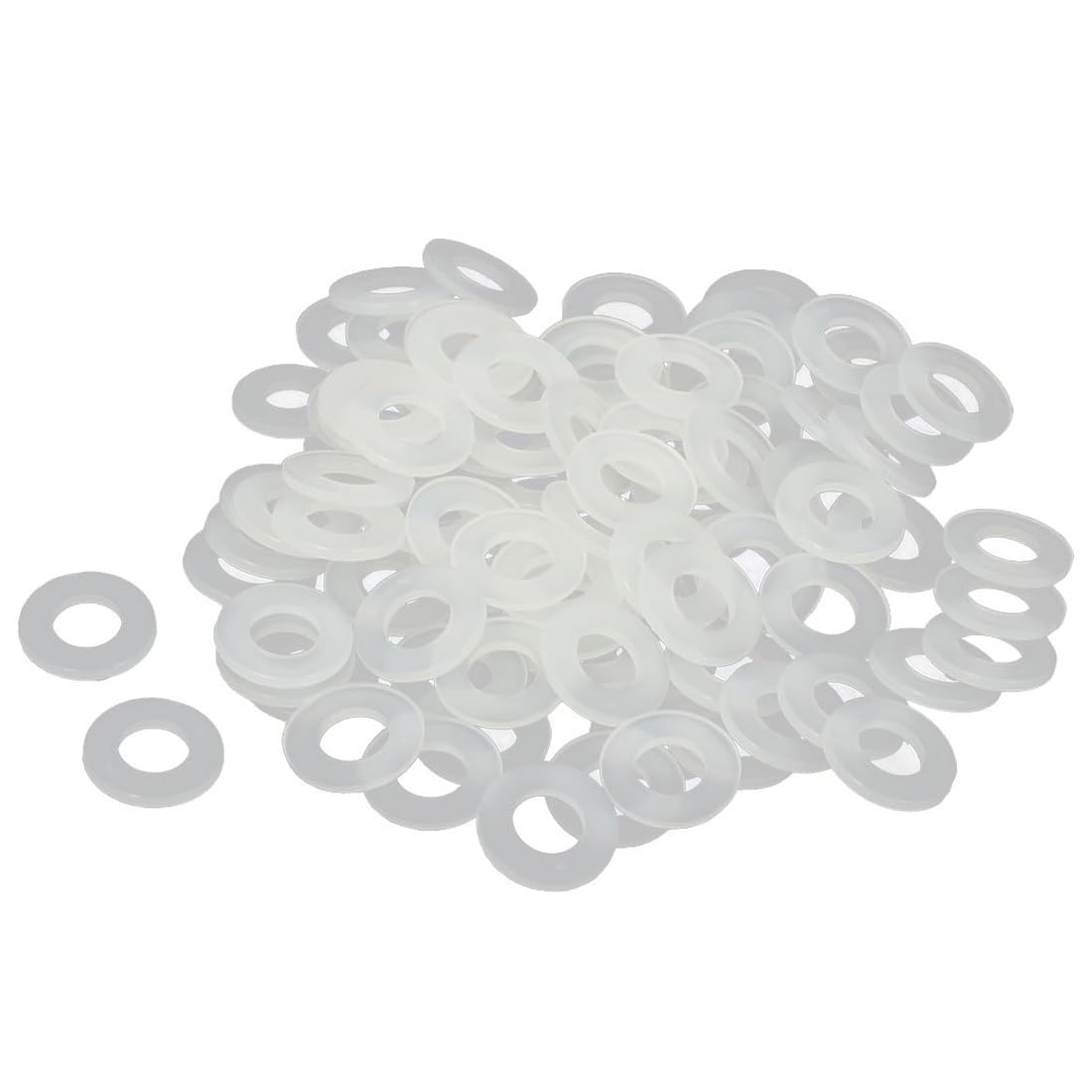 TA-VIGOR 100Pcs White Nylon Flat Washers, M5 x 10mm x 1mm, Insulating O-Ring Gaskets, Tap Sealing Spacer for Faucet, Pipe, Water Hose - Durable Round Seal Washers